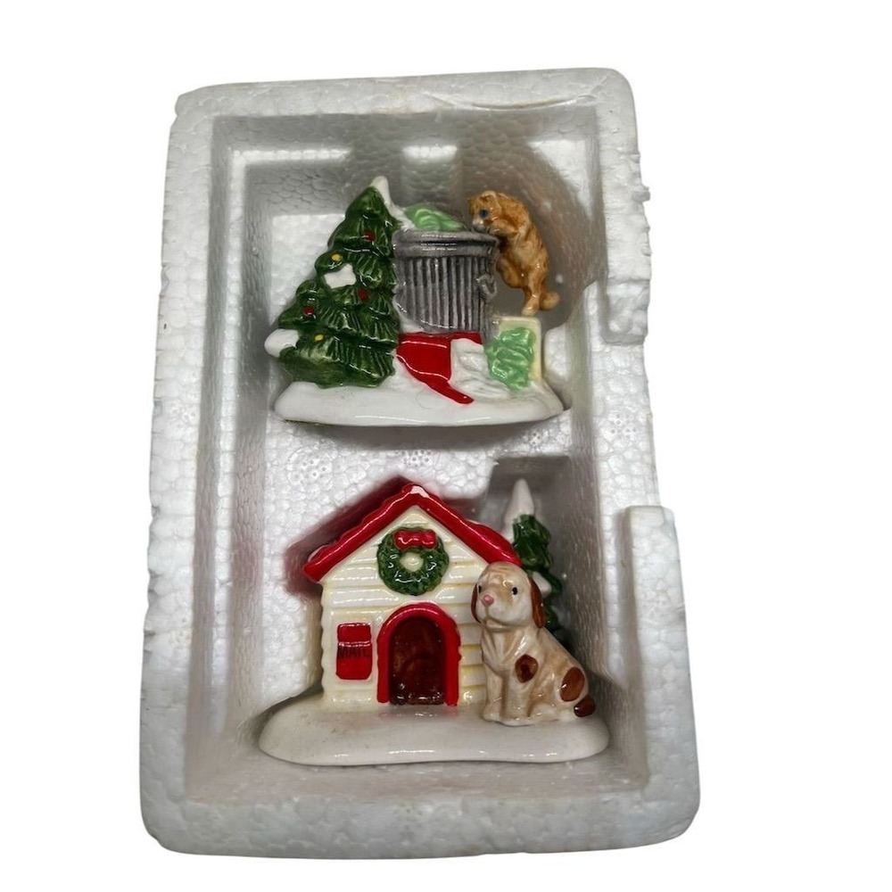 Department 56 Snow Village "Cat and Dog" Christmas Set of 2